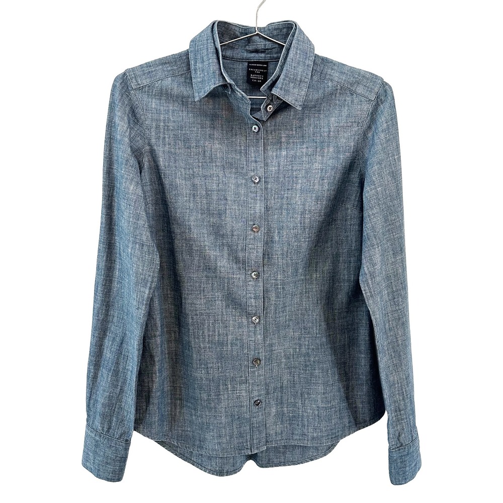 10 CROSBY DEREK LAM Chic Denim Button Up Shirt • 6 • Chambray blue‎ cotton